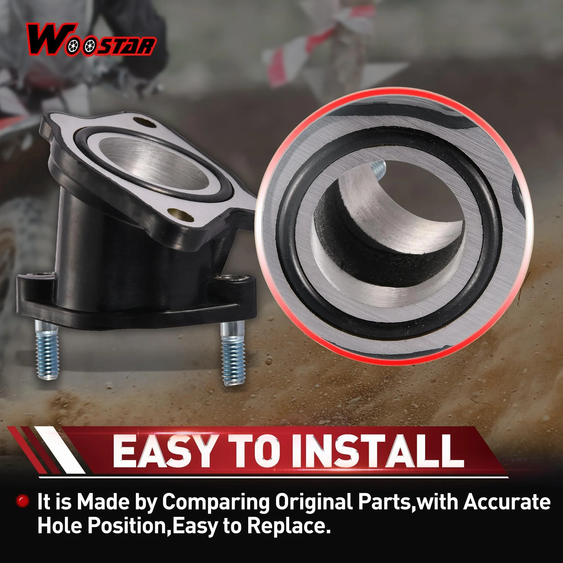 WOOSTAR Tubo Admision Carburador 27mm Reemplazo para CG 125cc 150cc 200cc Motor Vertical Roketa Sunl BMS JCL Jetmoto ATV 4 Wheeler Quad Dirt Pit Bike Go Kart