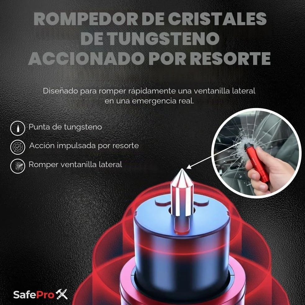 Herramienta de Escape de Emergencia SafePro X, Rompevidrios y Cortador de Cinturón de Seguridad, Herramienta Esencial de Seguridad Automotriz y Rescate de Emergencia. (Paquete de 2) (Paquete de 2)