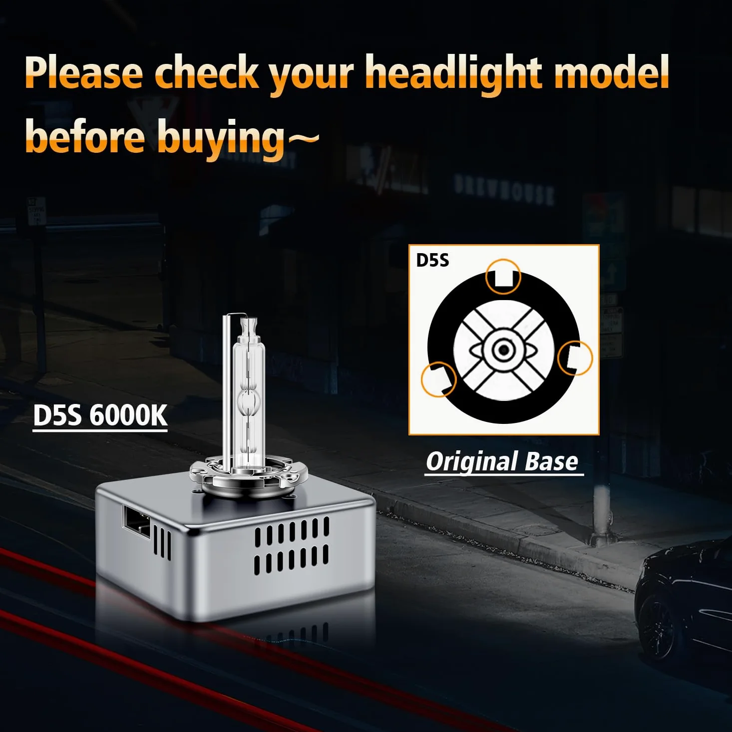 Bombillas Xenón D5S 25W 6000K Blanco Puro 12V HID Faros Coche Alto/Bajo, 2 Unidades