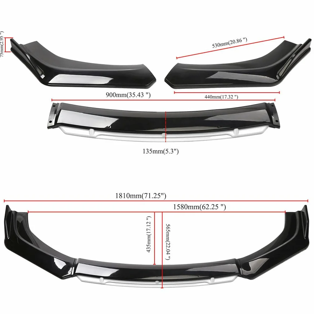 Coche Alerón Delantero para Hyundai I20 2000-2024 2025, Alerón Delantero Labio Hoja Divisoria Lip Exteriores Accesorios Fibra de Carbono(Black)