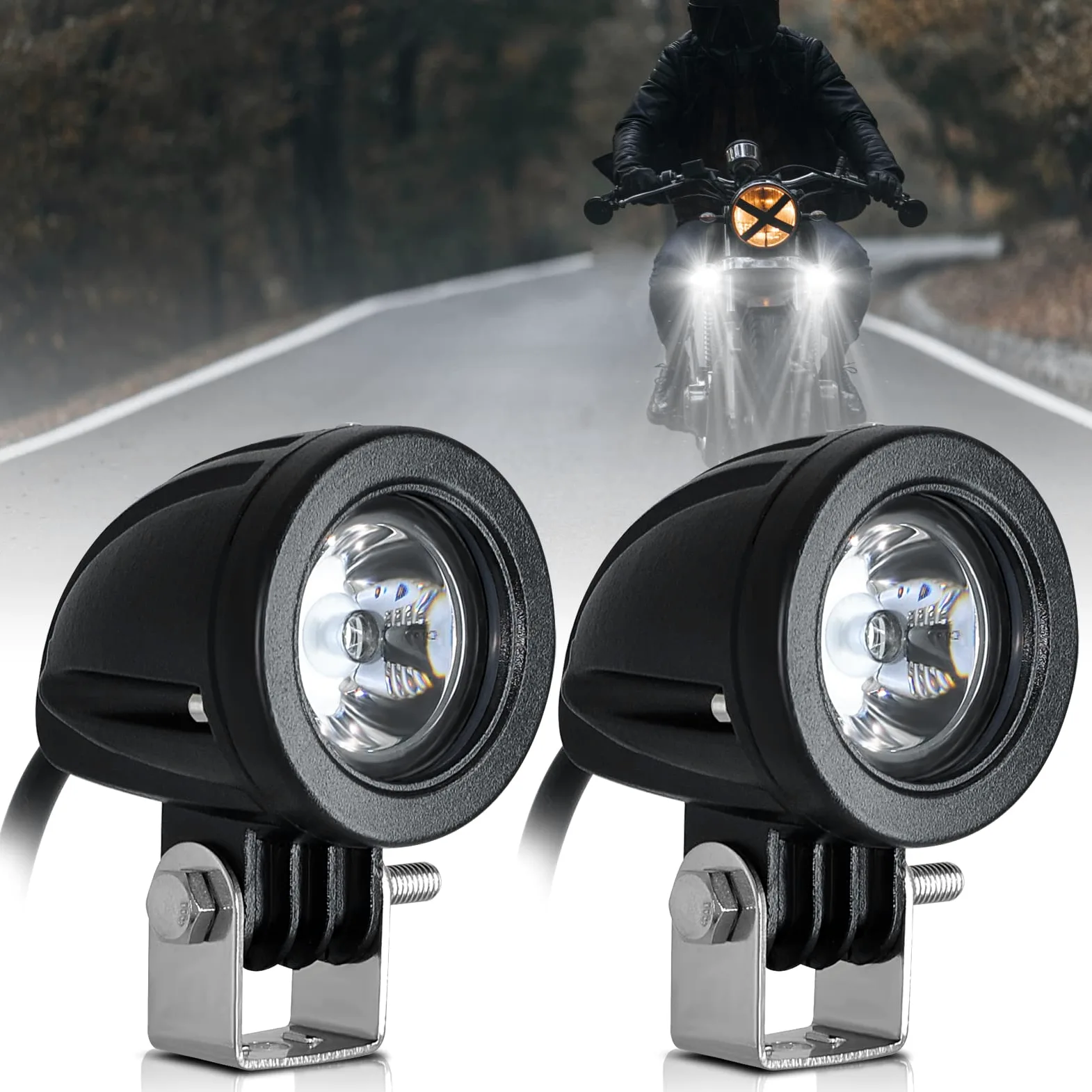 Dinfu 2 Pulgadas Faros para Luz Delantera de Motocicleta, 12v -24v Ronda LED Faro Delantero Faro Adicional IP68 Focos para Motocicleta ATV UTV Dirt Bike 4x4 Pickup Camión Barco