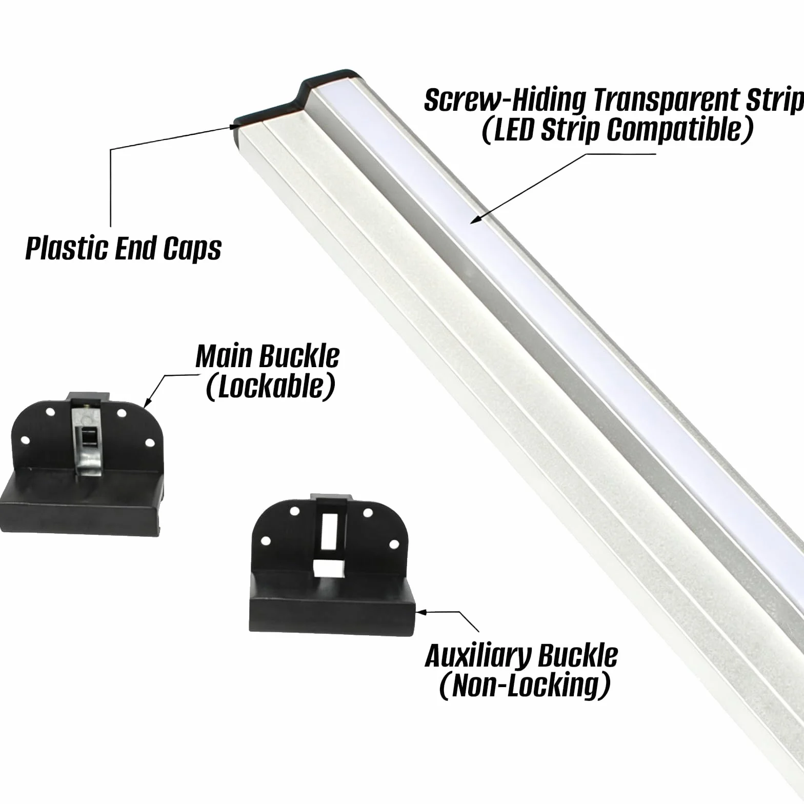 Pata de Mesa Plegable RV y Riel Deslizante, Pata Mesa Camper Plegable de Aluminio con Barra Colgante de 50cm y Clip Soporte De Base De Mesa para Autocaravana Yate Caravana