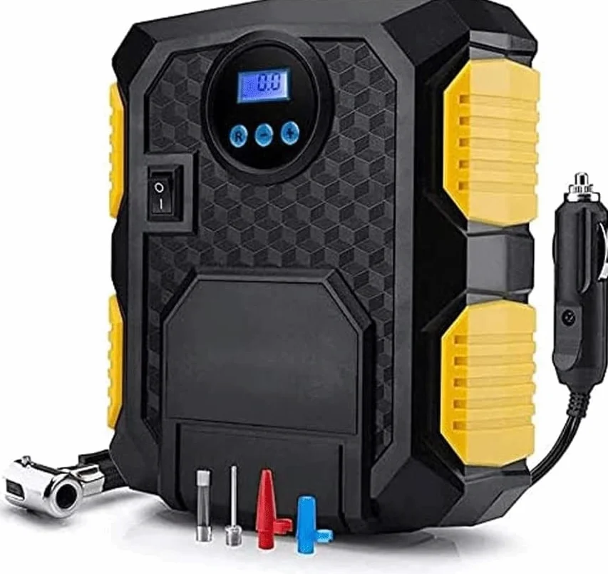 Compresor de aire portátil for inflar neumáticos, bomba de aire de 12 V CC for neumáticos de coche con manómetro digital de 150 psi y luz LED de emergencia, bomba de neumáticos for coche, bicicleta, m