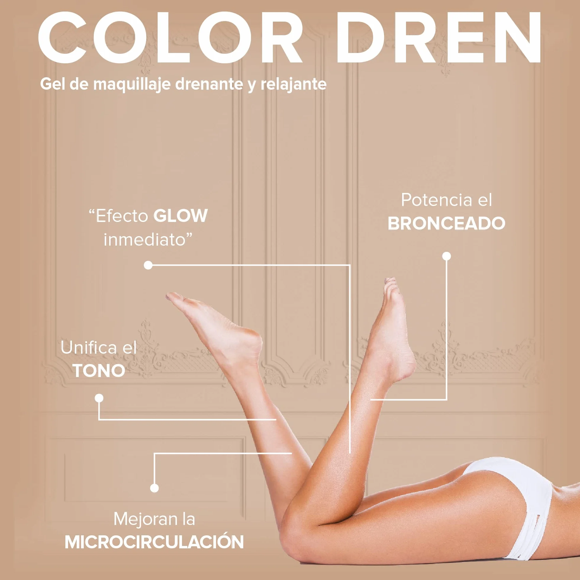 Elifexir Color Dren Maquillaje para Piernas Crema Bronceado Efecto Medias Invisibles 150ml