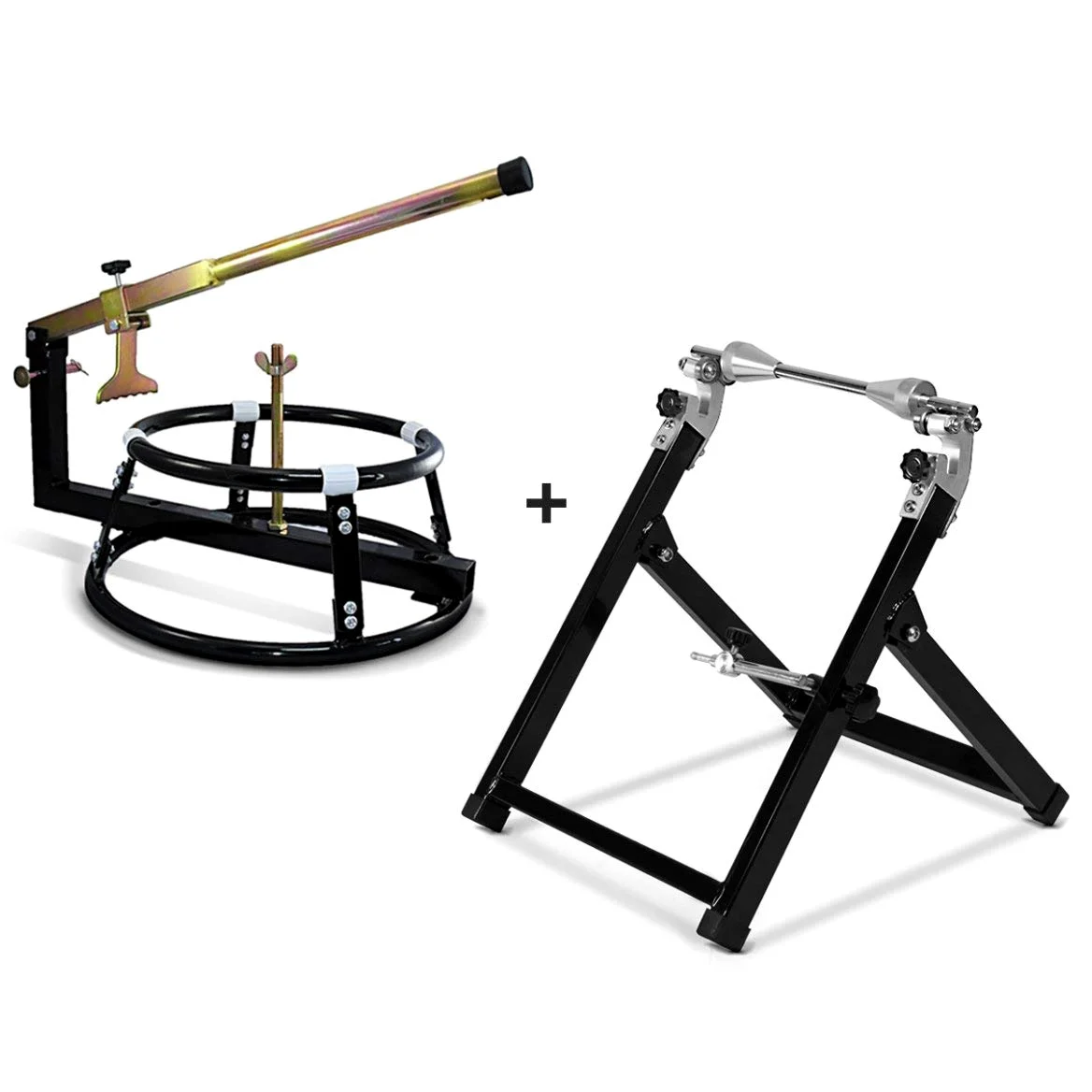 Set TC1 Destalonadora Moto/Desmontador de Ruedas con equilibradora de Ruedas + Cuchara neumaticos y Protector de Llantas