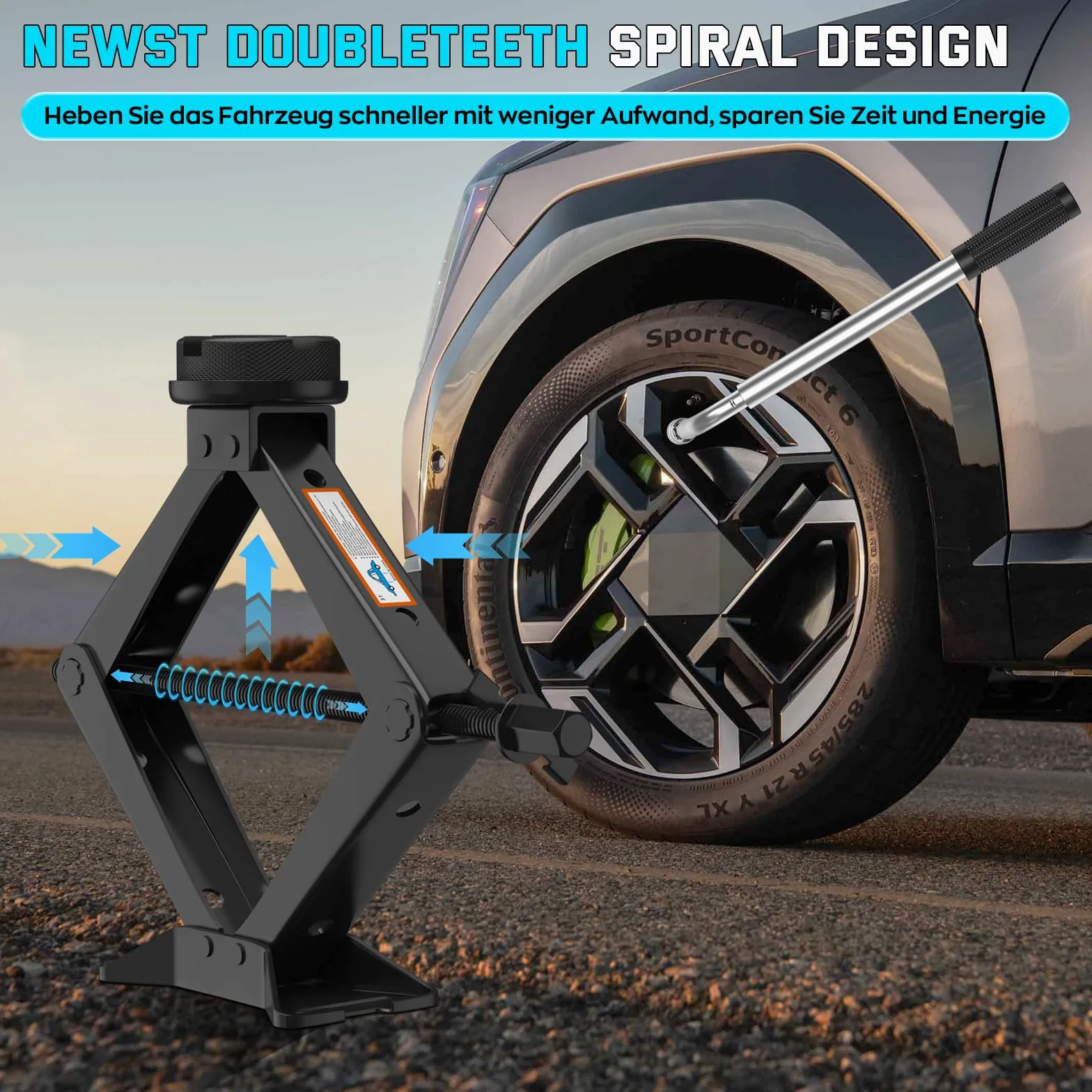 IMAYCC Gato para Coche 3T/3000kg, Kit Universal con 2 Bloque de Goma, Llave de Tuercas para SUV MPV Tesla