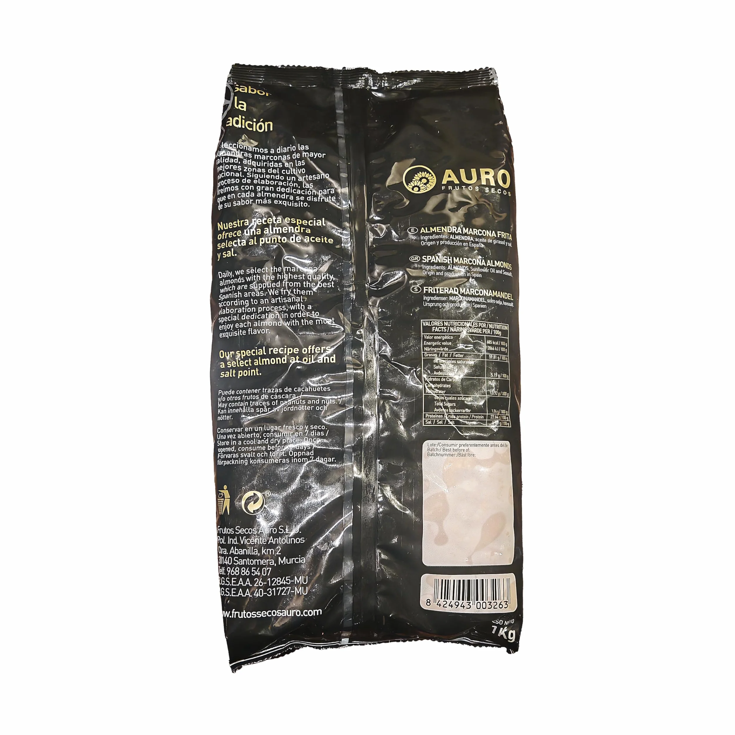 Almendras Marconas Fritas Selectas 1kg Origen Español