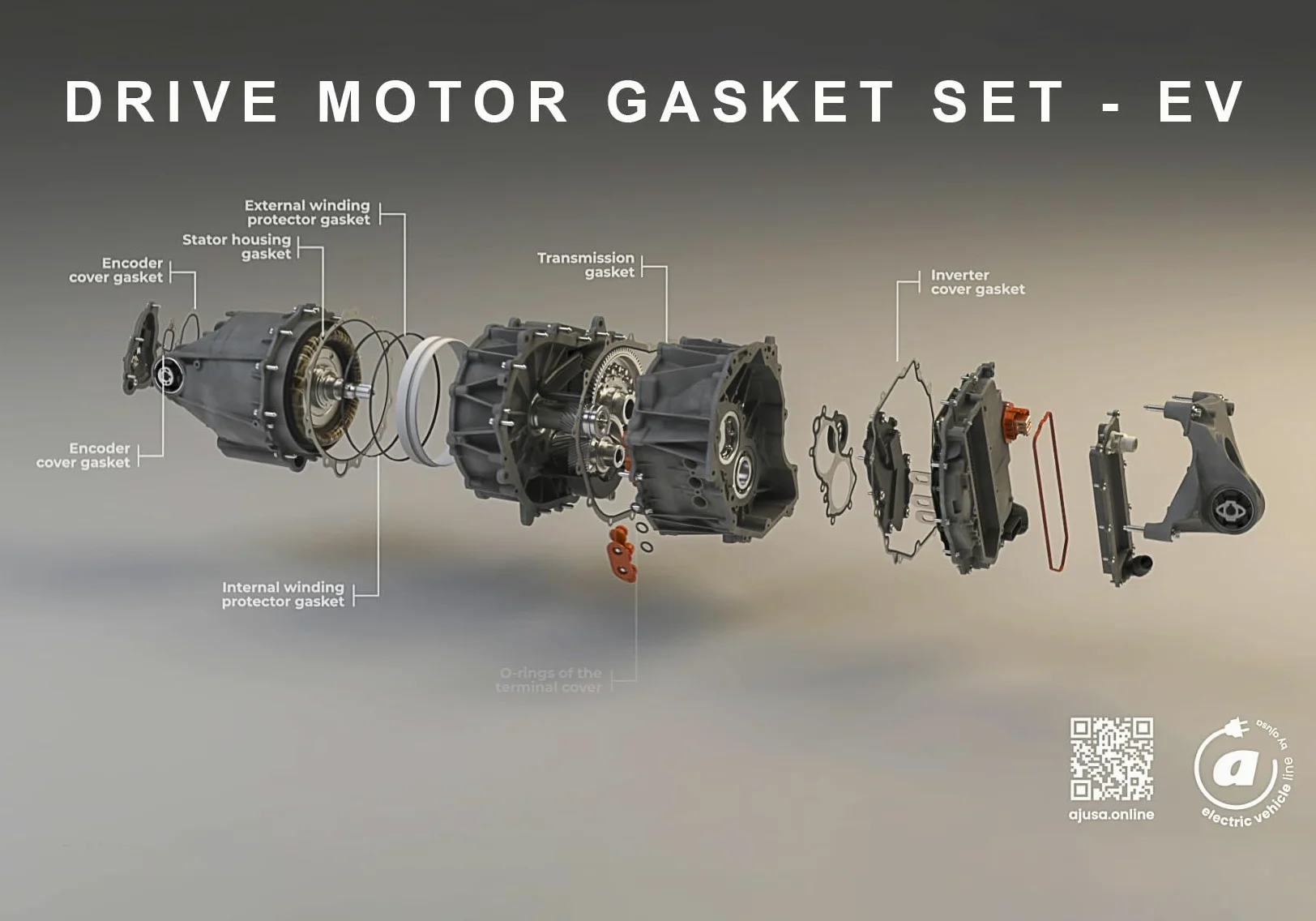 AJUSA EV000401 Kit de juntas motor eléctrico sin rodamiento guía 2. Delantero