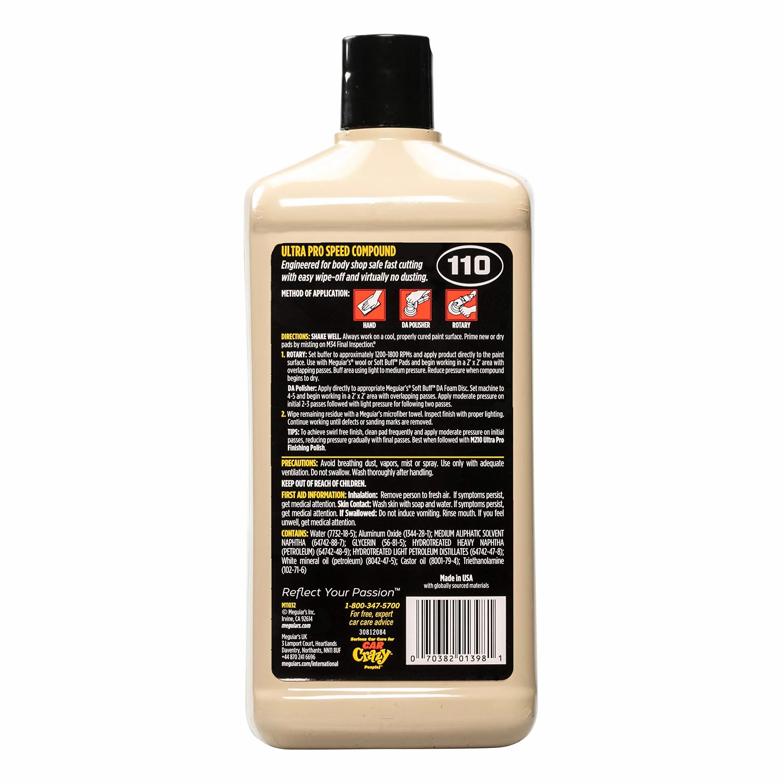 Meguiar's M11032 Mirror Glaze Ultra Pro Speed Compound - Pulimento de corte 946 ml.