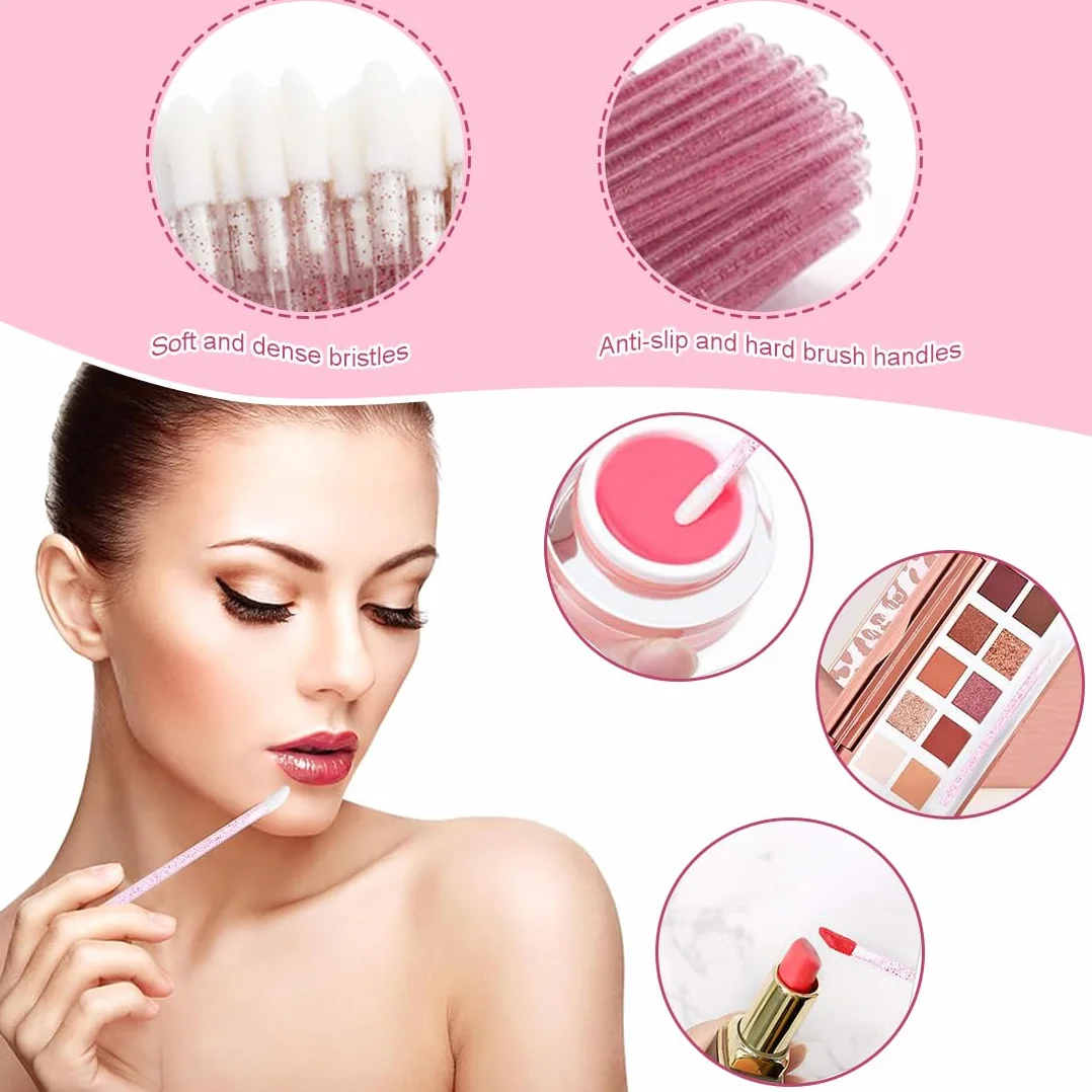 Set de 50 Cepillos Desechables para Pestañas y Labios para Maquillaje