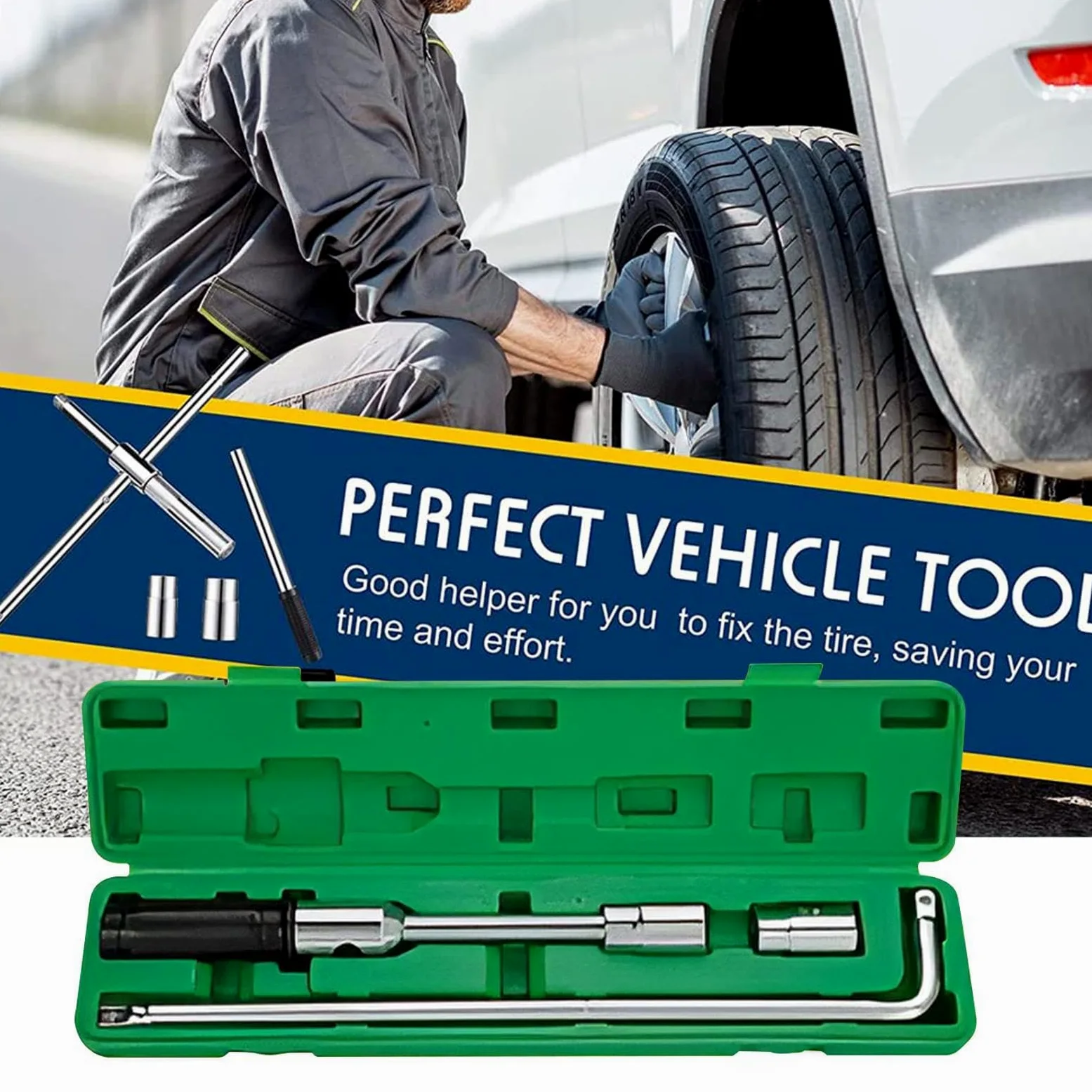Llave Para Tuercas De Rueda Llave Cruzada para Tuercas de Rueda | Llave para Neumáticos Robusta Para SUV, Autocaravana, Camión, Vehículo Automotriz, Coche, Taller de Garaje y