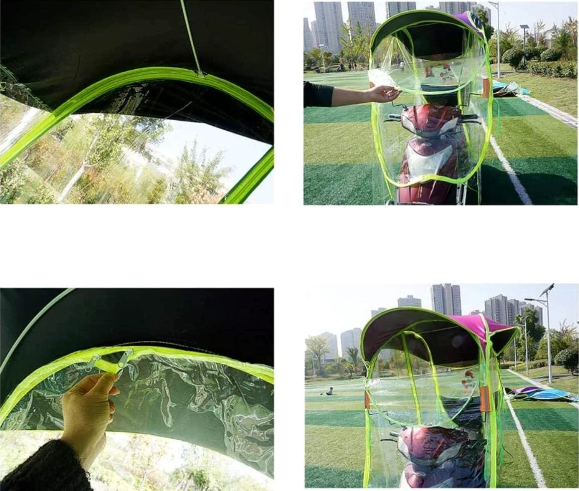 Parasol Impermeable para Motocicleta eléctrica, Parasol Totalmente Cerrado para Scooter, para Movilidad, Protector Solar y Cortina Transparente Universal para Lluvia