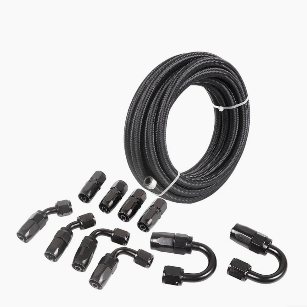 Kit de manguera AN6 de 6 m de longitud con 10 accesorios para refrigerante de aceite y uso del sistema de combustible en configuraciones industriales y de rendimiento