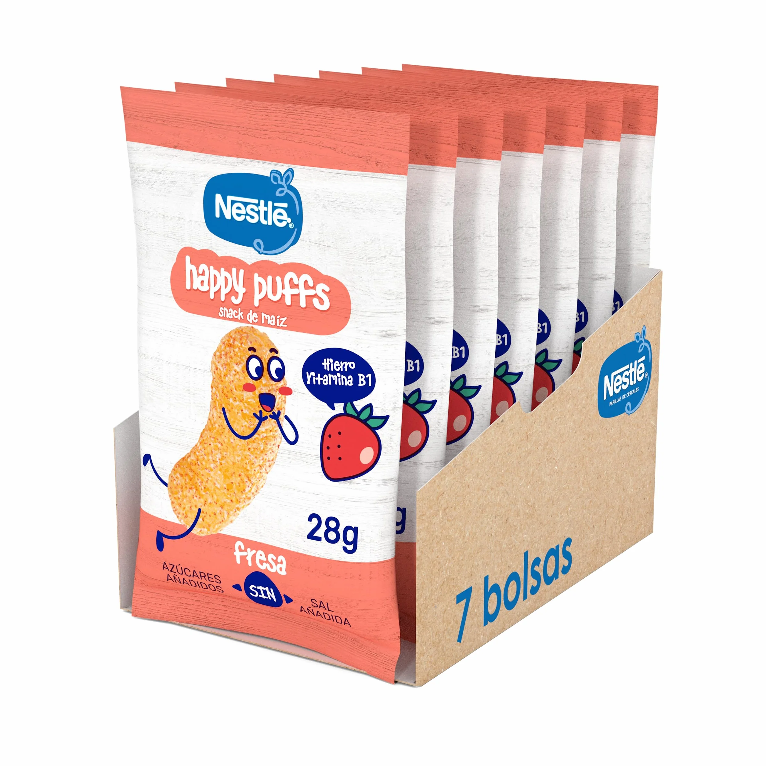 NESTLE Happy Puffs Maíz Fresa 7x28g