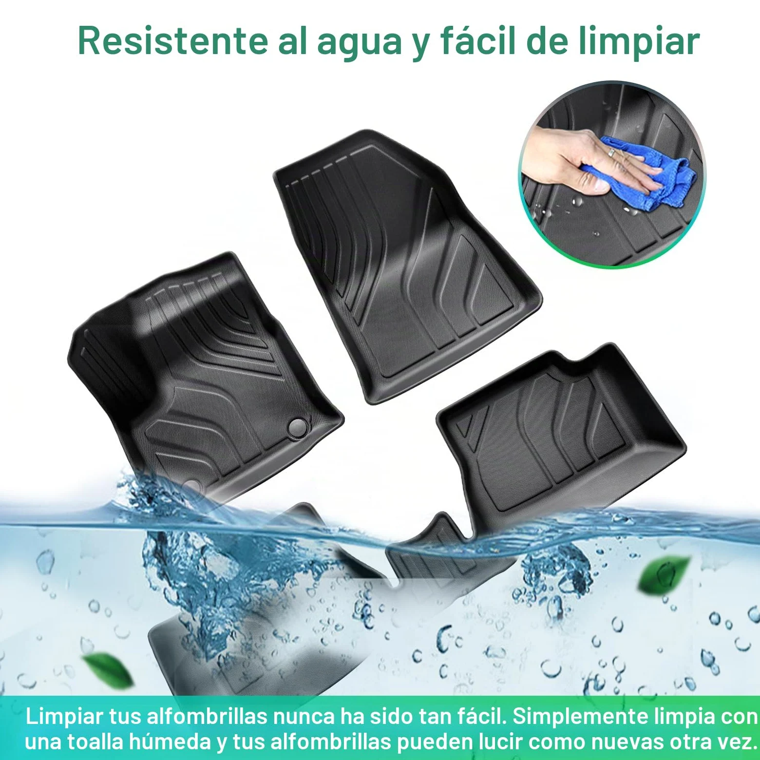 GAFAT Compatible con Opel Mokka-e EV Eléctrico 2021-2024 2025 Alfombrillas Delanteras, Mokka-e Alfombrillas Goma TPE para Todo Tipo de Clima, Originales Escaneo 3D Borde Alto 5-7 CM [No para gasolin]