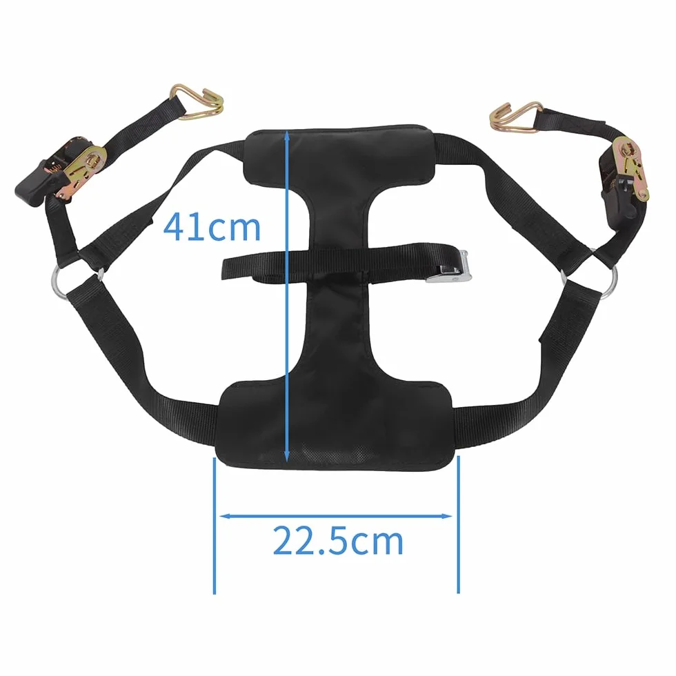 MOTO4U Correa de amarre universal para motocicleta con tensor de cinturón - Correa de amarre para rueda trasera de motocicleta en negro