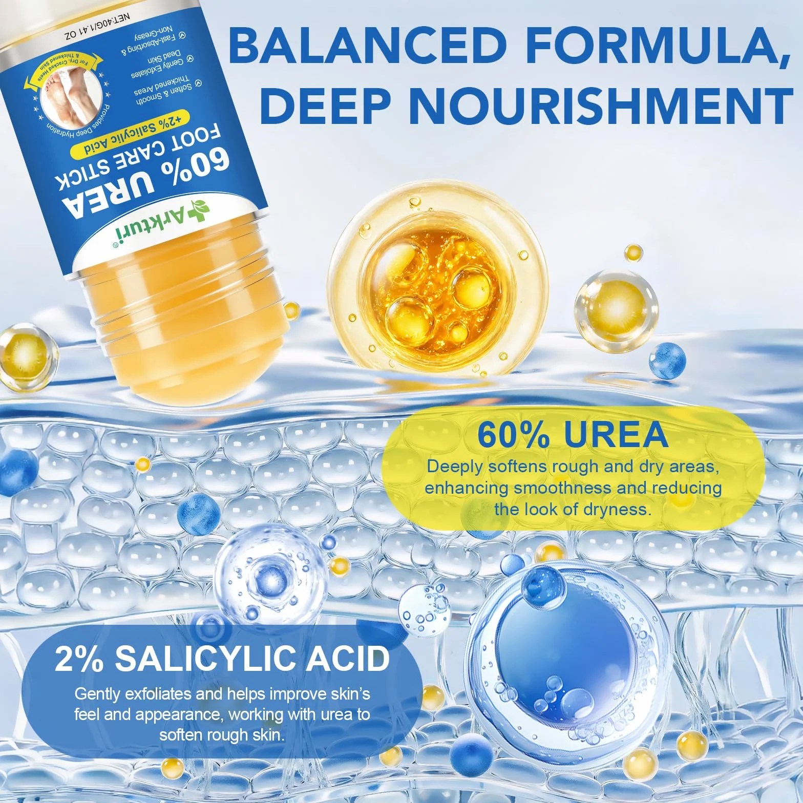 Crema de Urea para Pies 80g 60% Reparador Intensivo para Talones Agrietados