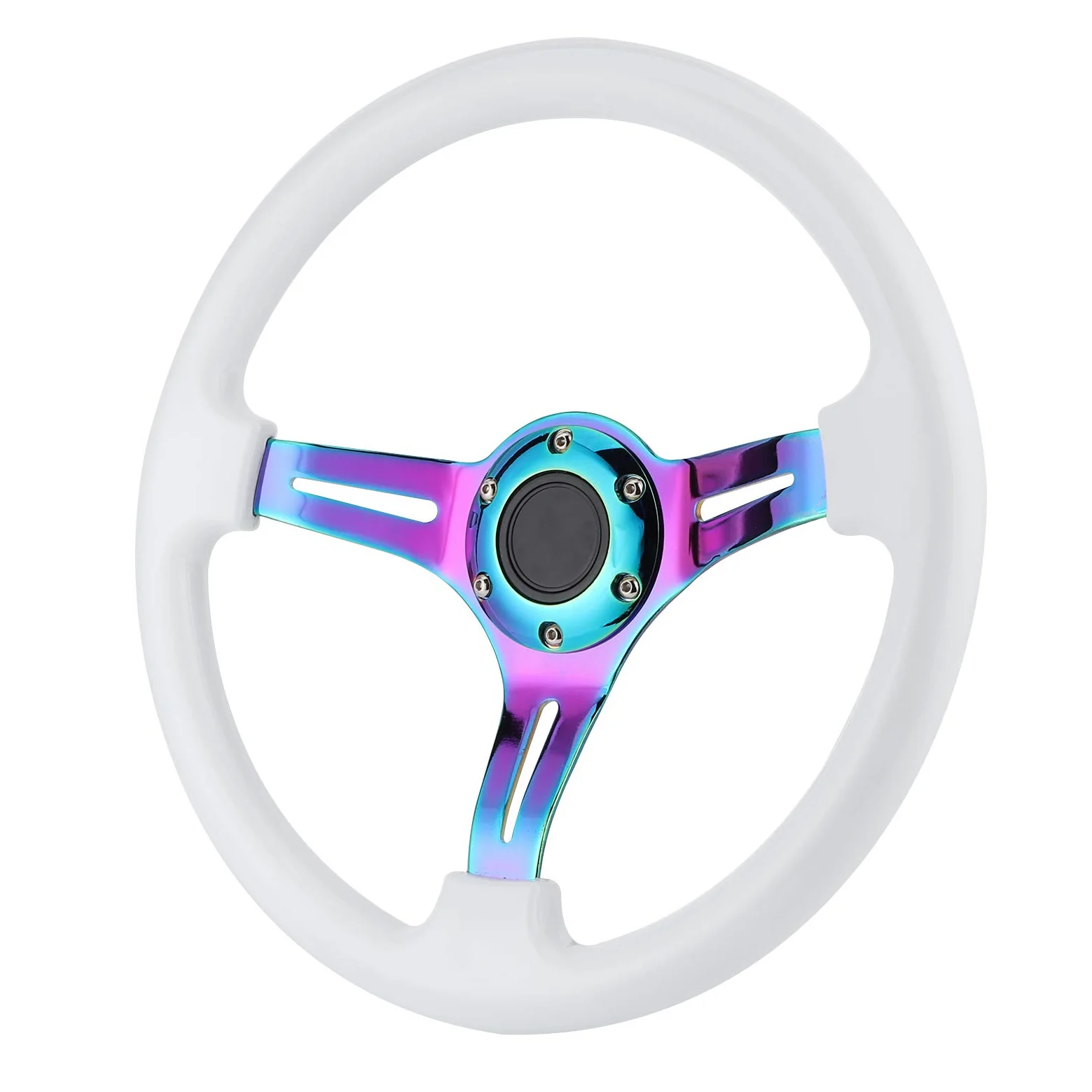 Drfeify Volante, Volante de Carreras de 350 Mm ABS y Acero Diseño de 6 Orificios Mejor Agarre Radios Coloridos Universal para Actualización del Interior del Automóvil y Conducción a la Deriva