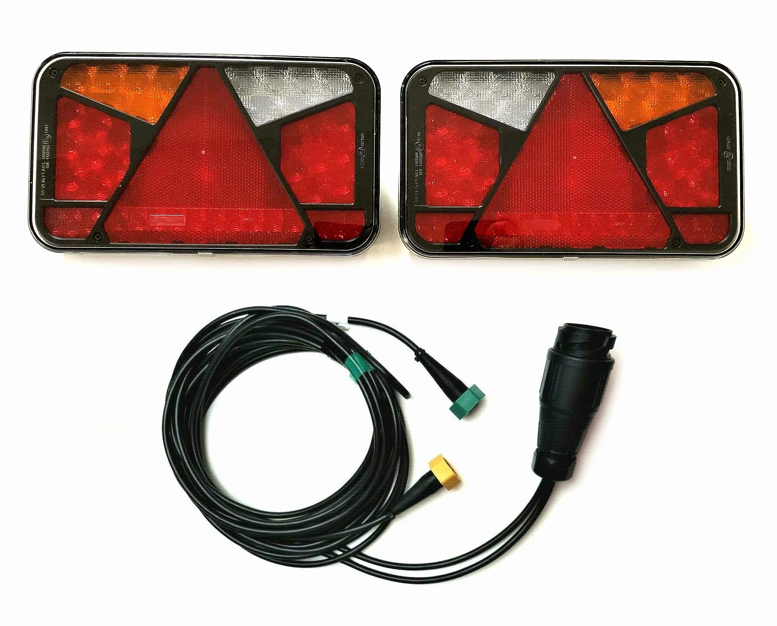 2x Luz trasera LED 7 funciones 12–36V, CANBUS, E9, IP68, cable 5m, remolque caravana camión