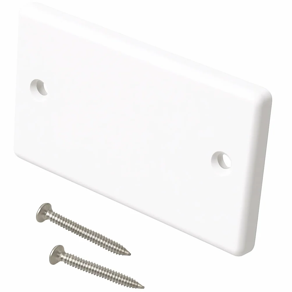 Placa Frontal Doble 2 Bandas para Enchufes Eléctricos Caja Trasera Blanca con Tornillos