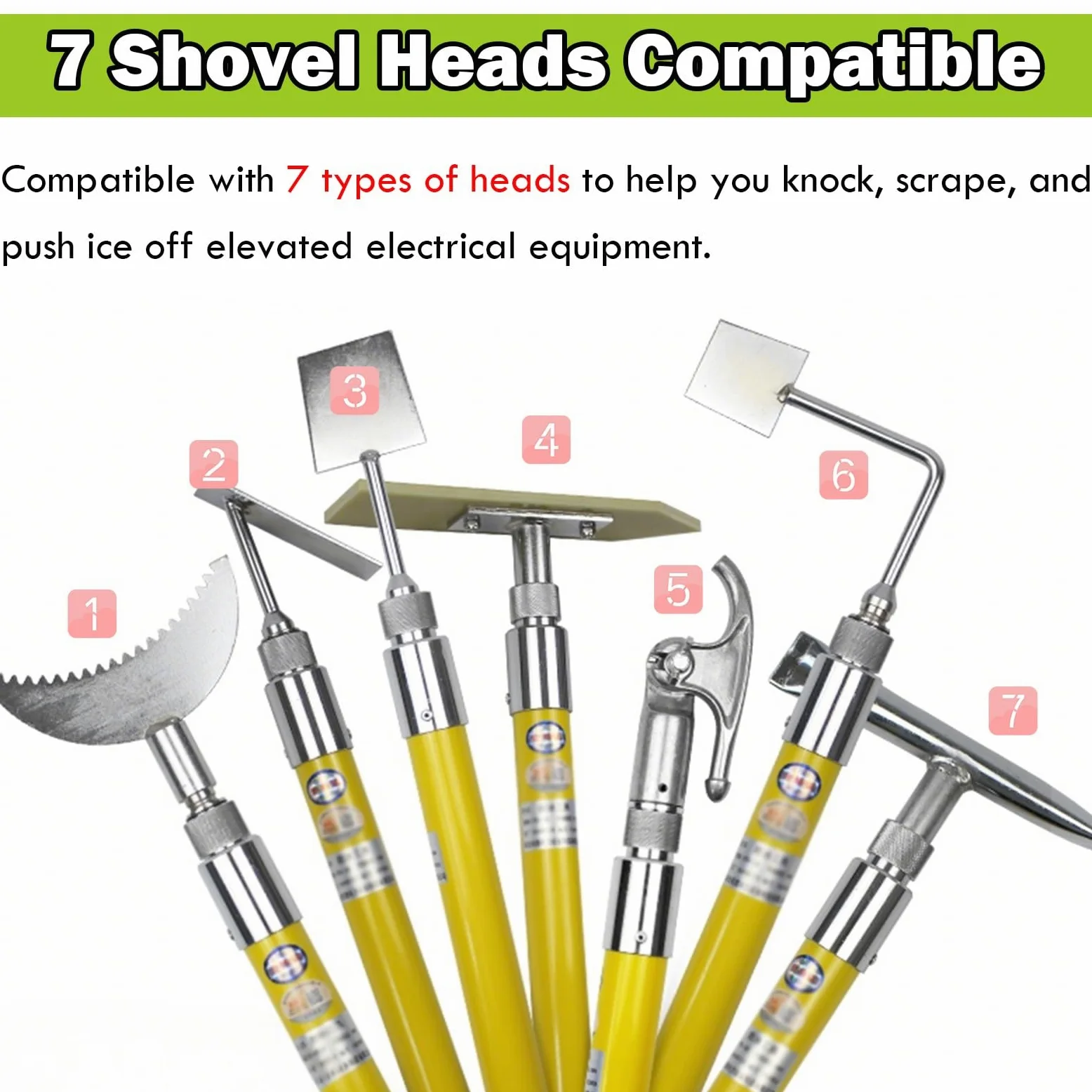 AMUFJJ rascador de Hielo Kit De Rascador Hielo Portátil con Aislamiento para Nieve, Palo Fibra Vidrio Extraíble 6 M, Herramienta para Eliminar, Y Escarcha, Equipo