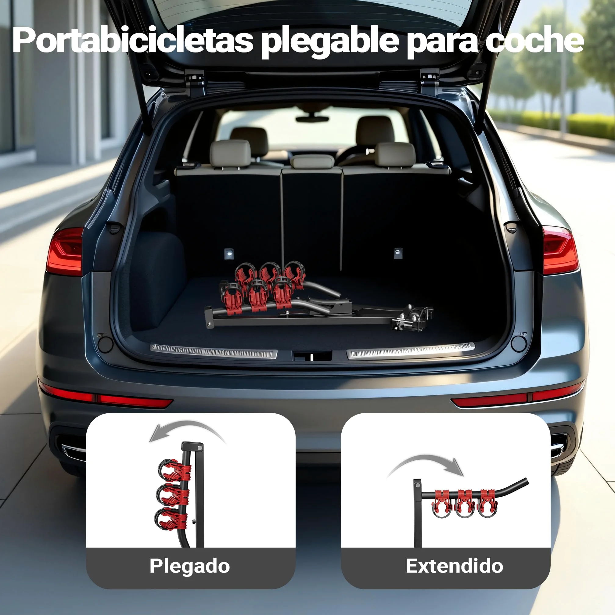 Wiltec Portabicicletas de Bola para 3 plazas – Soporte Resistente hasta 45 kg, Estructura de Acero Q235, instalación fácil, Transporte Seguro y Estable, Ideal para Coches y autocaravanas.