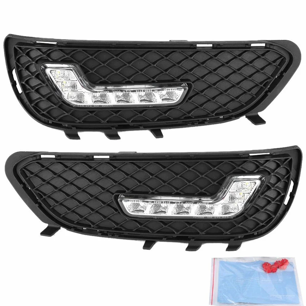 Luz de circulación diurna-Duokon 1 par de luces de circulación diurna, luz de conducción LED DRL en forma de L para E-Class W212 E180 E200 E260 E320 E400 2009-2010