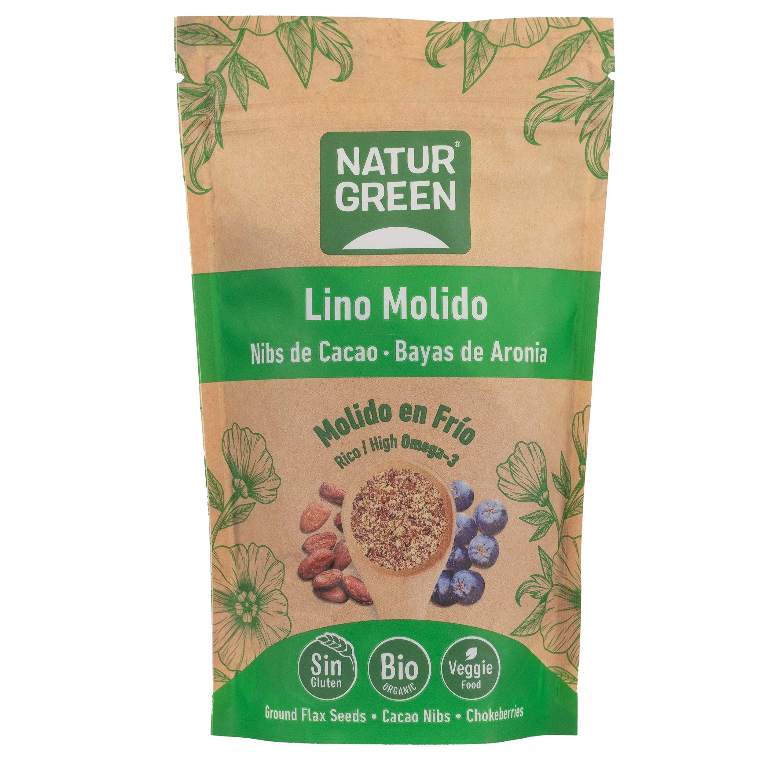 Lino Molido, Nibs de Cacao y Aronia Bio 225 g