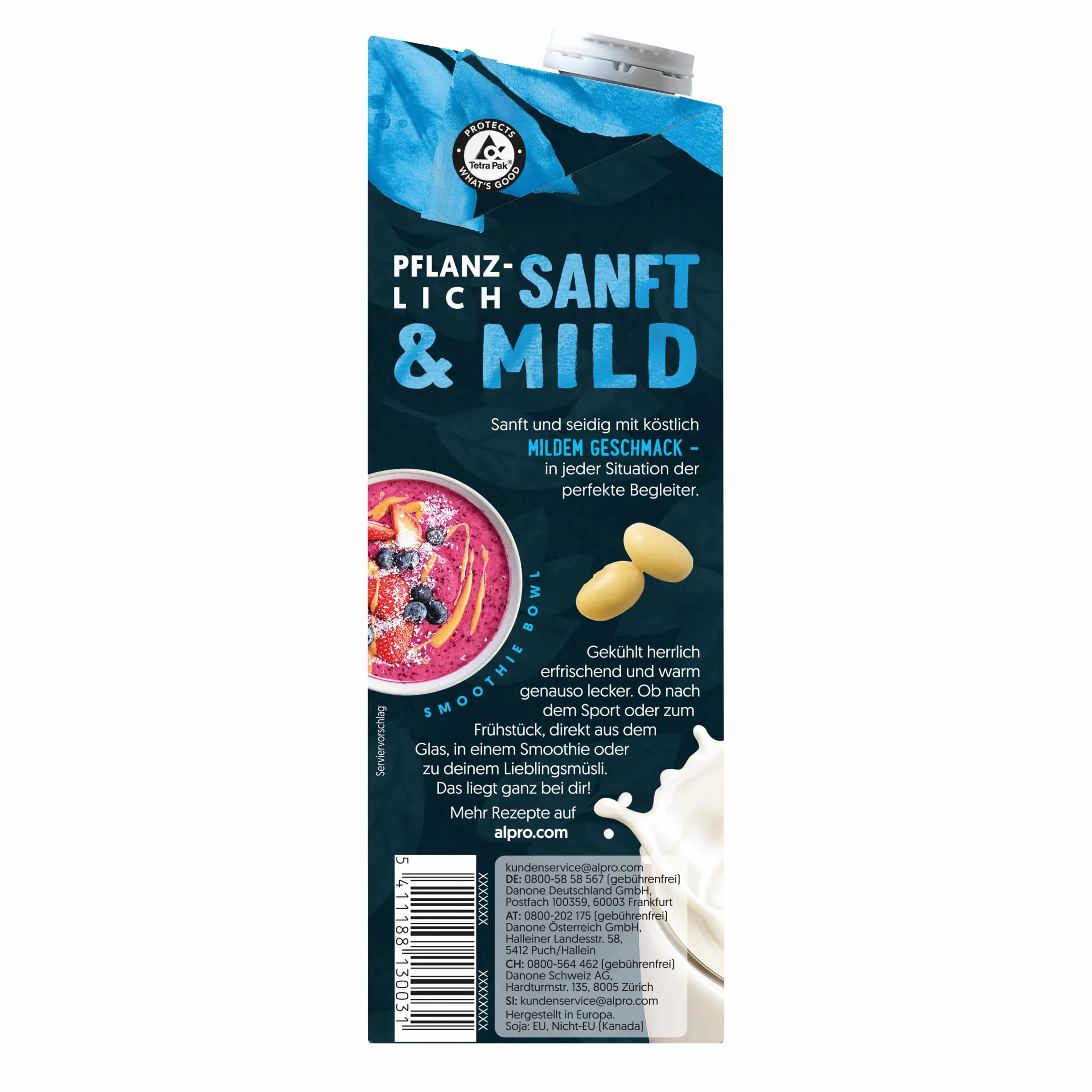 Alpro SOYA Bebida de larga duración proteínas 1 litro 50 g proteína por paquete alternativa leche vegana sin lácteos paquete de 8