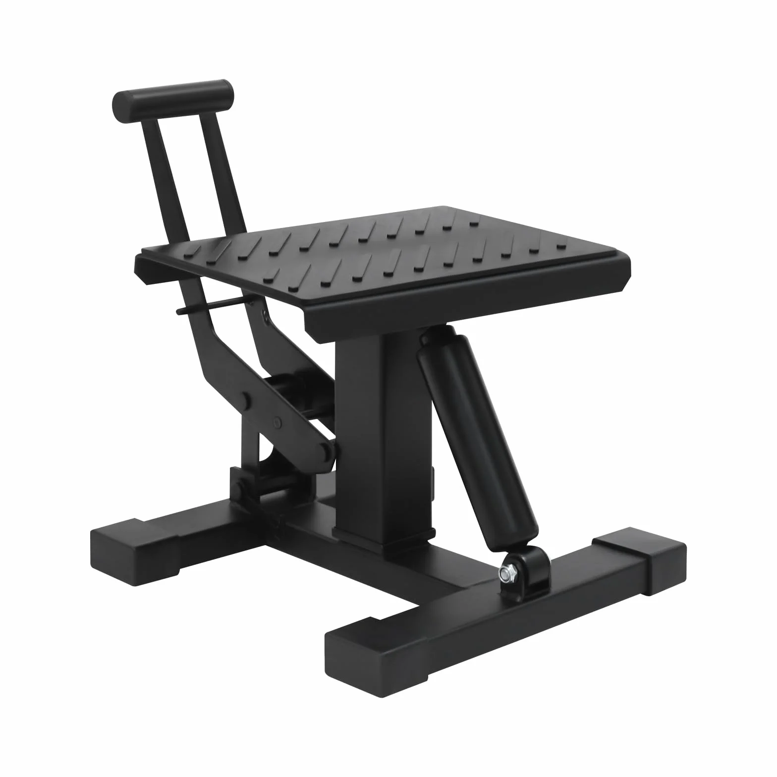 Elevador de motocicleta, rango de elevación de 25 a 34 cm, ancho de plataforma de 17 cm, capacidad de carga de 200 kg, soporte de motocicleta con 3 pernos de seguridad, plataforma elevadora de acero