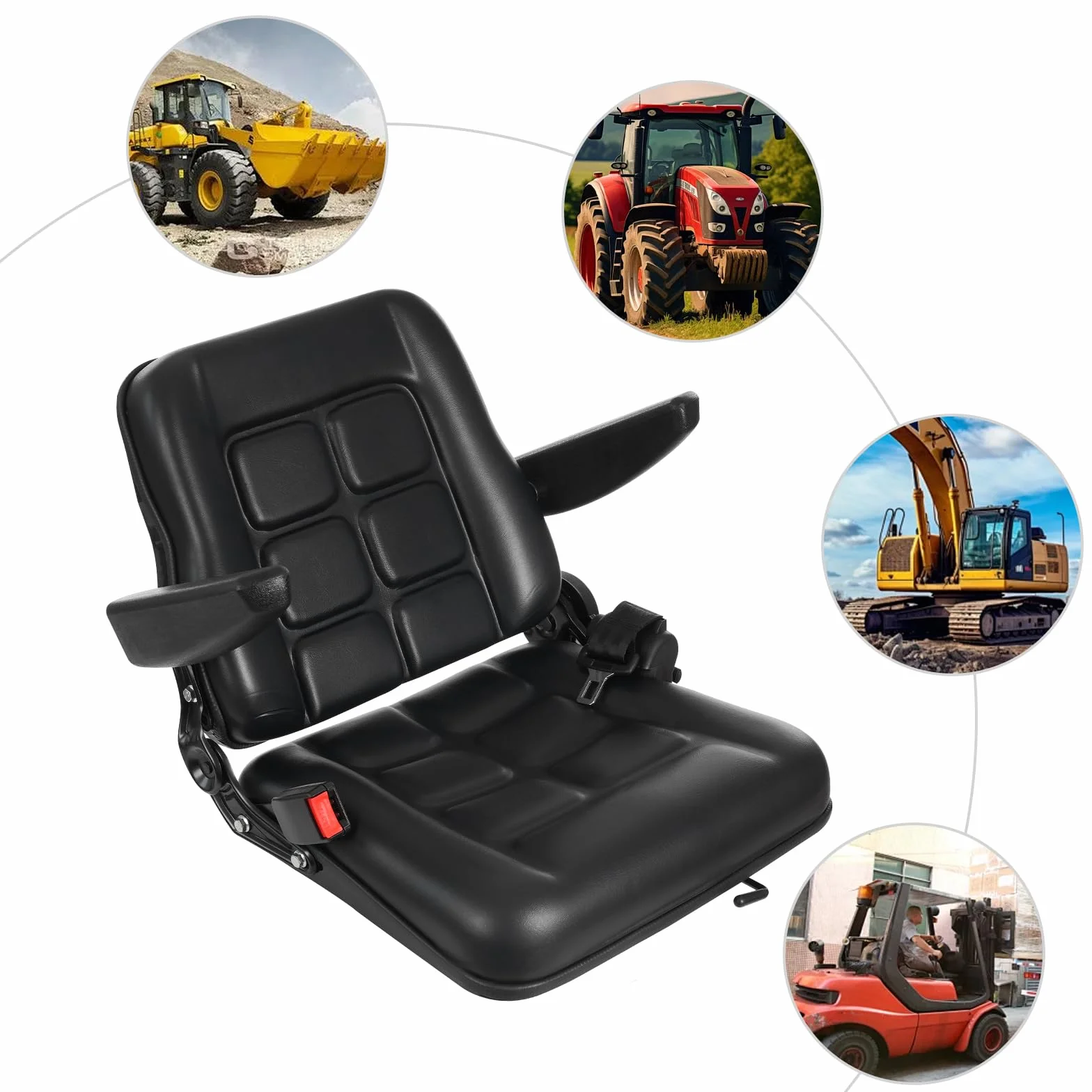 Asiento universal para tractor, asiento elevador para mayor comodidad y estabilidad en vehículos como UTVs y ATV con asiento y respaldo ajustables