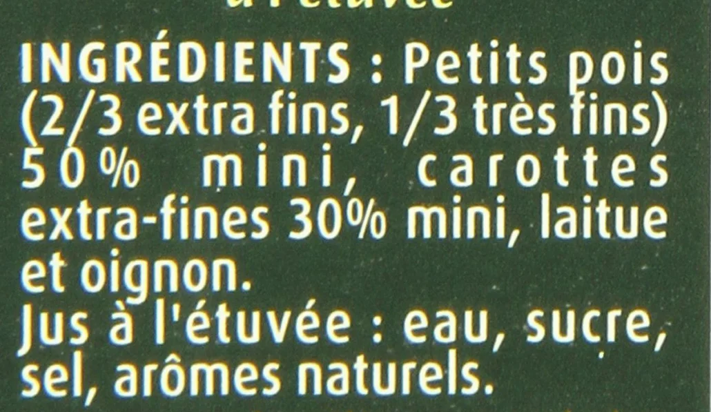 Cassegrain Guisantes pequeños zanahorias 130 g neto 6 piezas