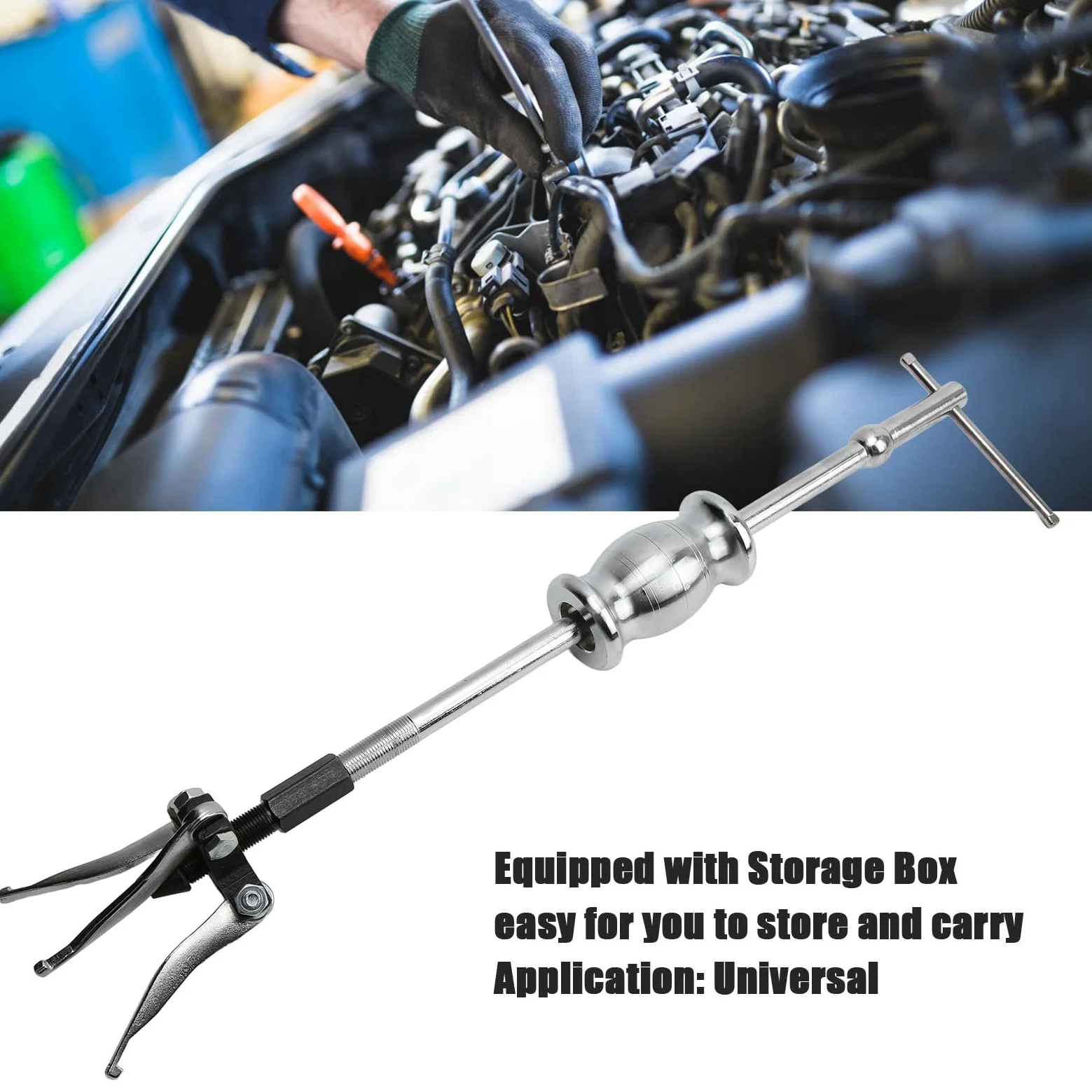 Akozon Gear Slide Hammer Puller Set, 5pcs 3 Jaw Universal Slide Hammer Puller Set Extractores Externos Internos para Sacar Engranajes Cojinetes