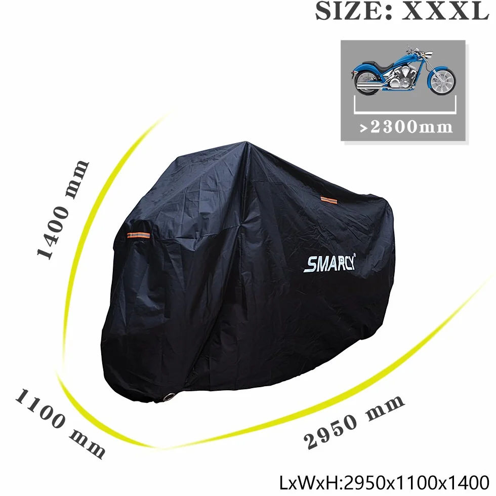 Funda Protector para Moto, Cubierta para Moto/Motocicleta Resistente al Agua a Prueba de UV, Color Negro XXXL