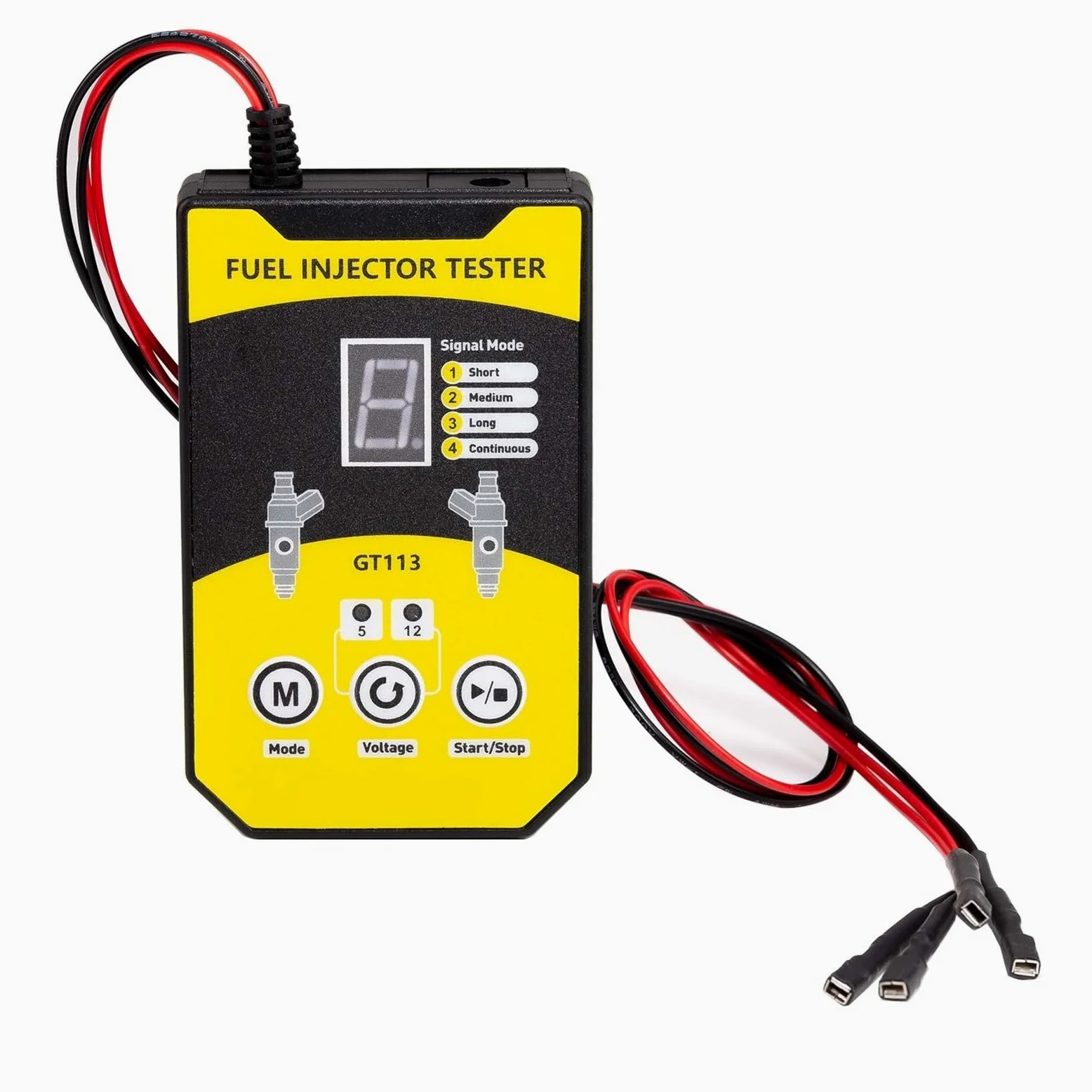 Probador de inyectores, GT113 - Limpiador y comprobador de inyectores de Combustible Universal con 6 tamaños de adaptadores y 8 Modos de Pulso for Coches y Motocicletas.