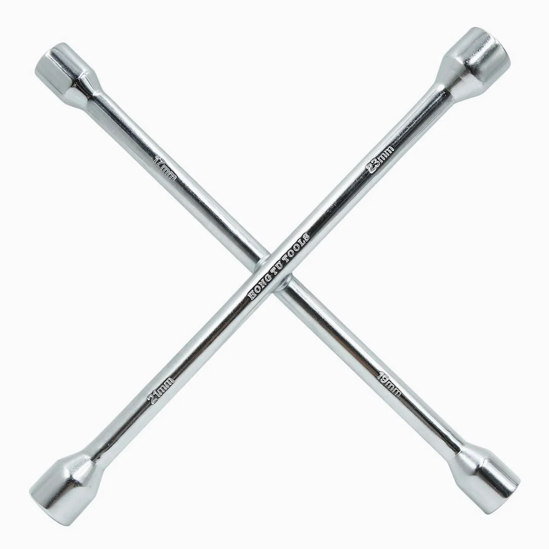 sourcing map 17mm 19mm 21mm 23mm Llave De Orejeta Cruzada Llave De Rueda Herramienta De Reparación De Automóvil