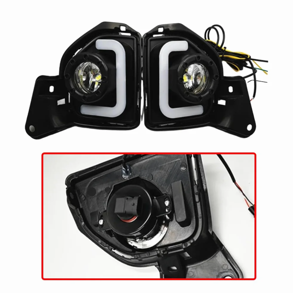 Luces de circulación diurna Riloer, luz LED ámbar + blanca, luz de advertencia para automóvil, indicadores de luz de emergencia de 12 V compatibles con Toyota Hiace 2014-2018