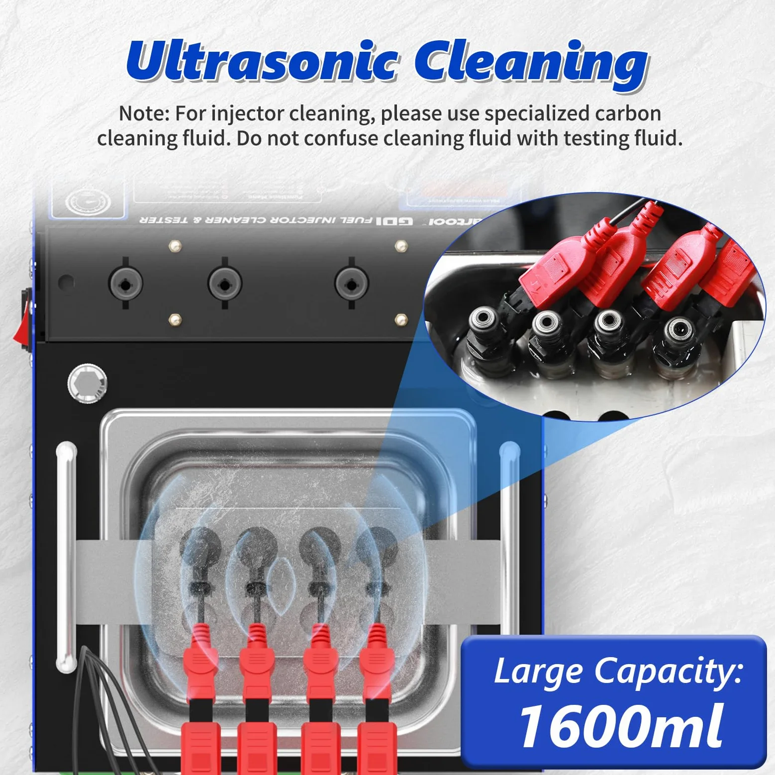 4 Cilindros GDI Probador Máquina de Limpieza con Limpieza Ultrasónica, Ultrasonidos Calefactores Limpiadores y Probador de Inyectores de Combustible con 10 Funciones, Adecuado para Inyectores EFI/FSI