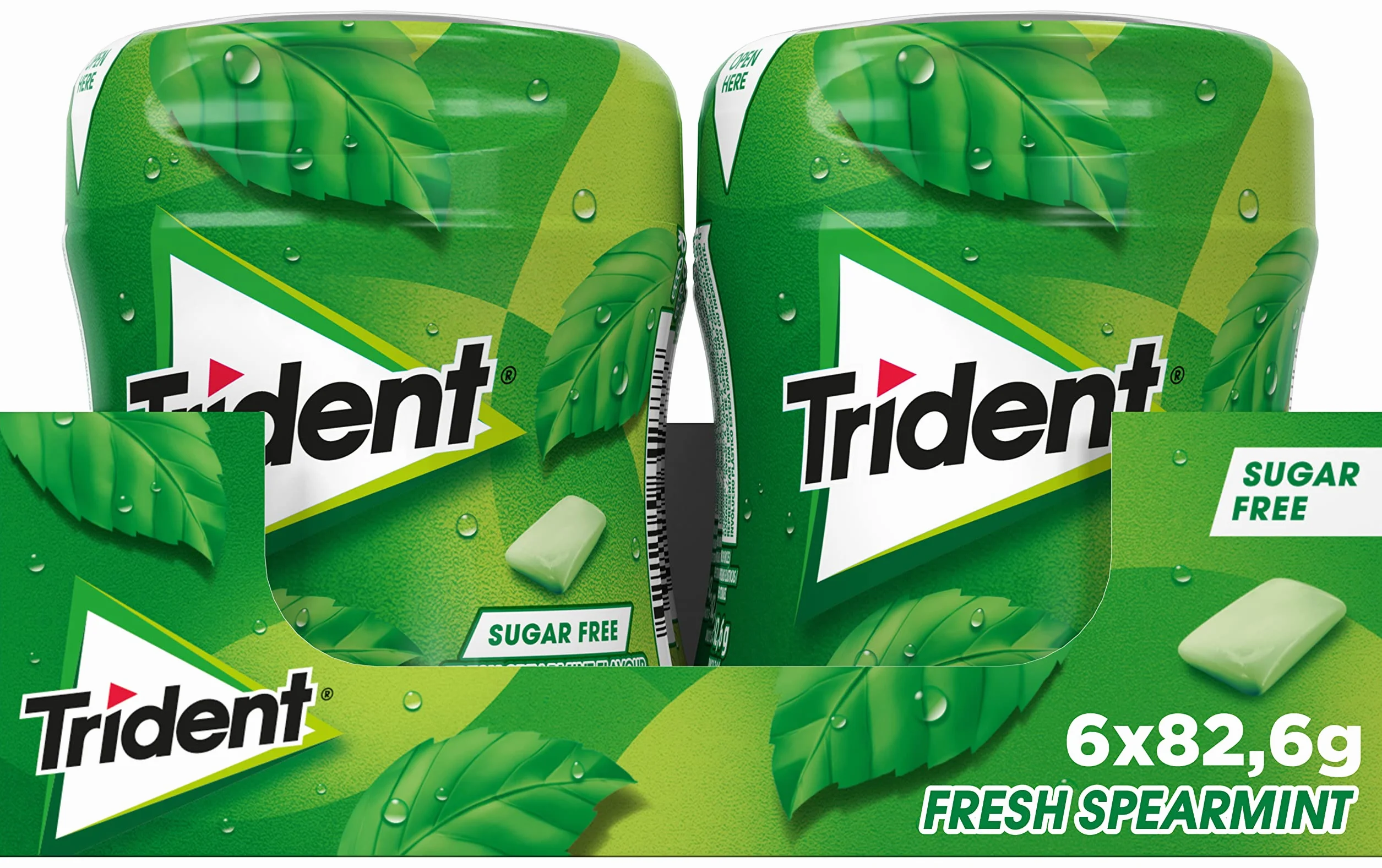 Trident Fresh Bottle Hierbabuena Chicles sin Azúcar 6 Botes 82,6 g