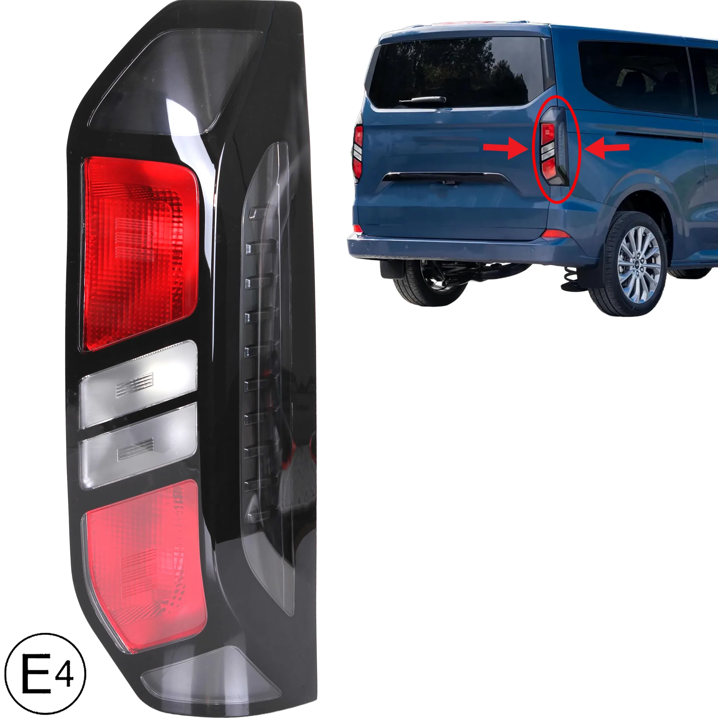 INLY 2728870 PZ3113404AD - Faro trasero trasero derecho rojo compatible con Transit Custom (a partir de 2023)