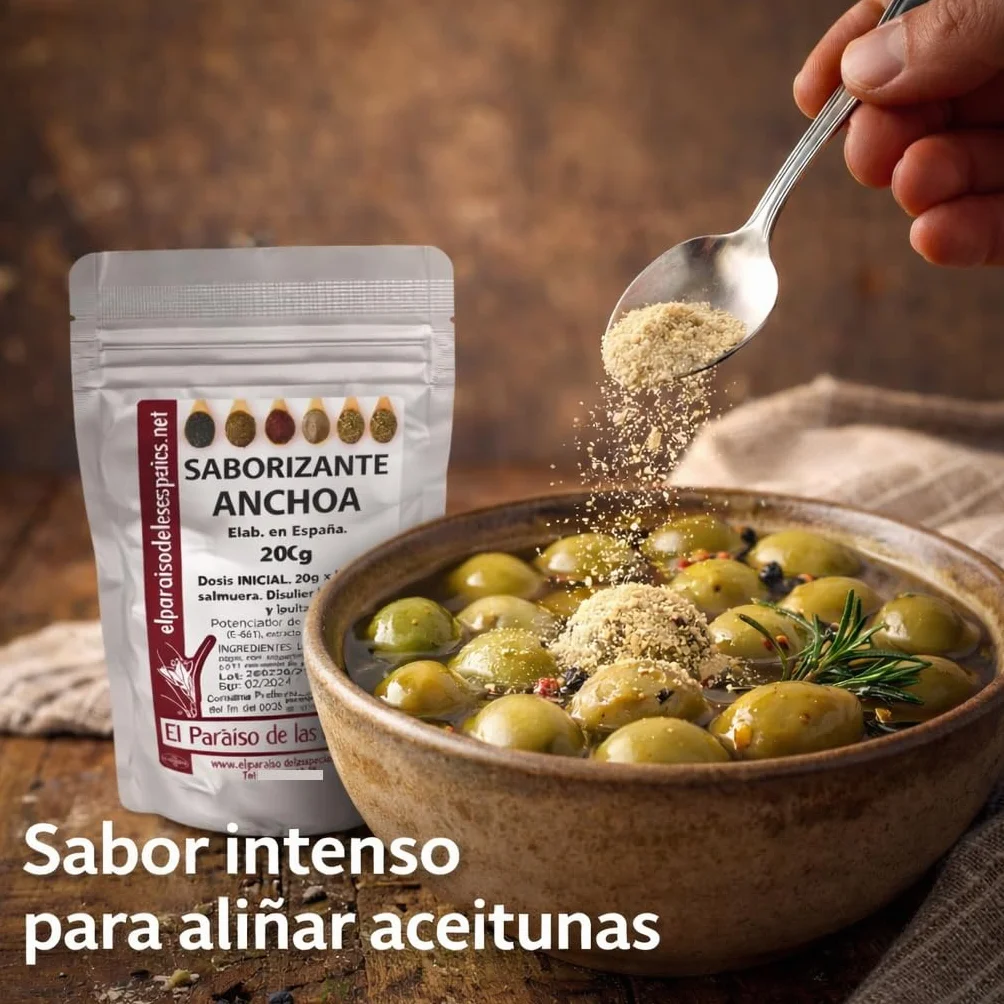 El Paraíso de las Especias Aderezo para Aceitunas con Sabor a Anchoas 200 grs