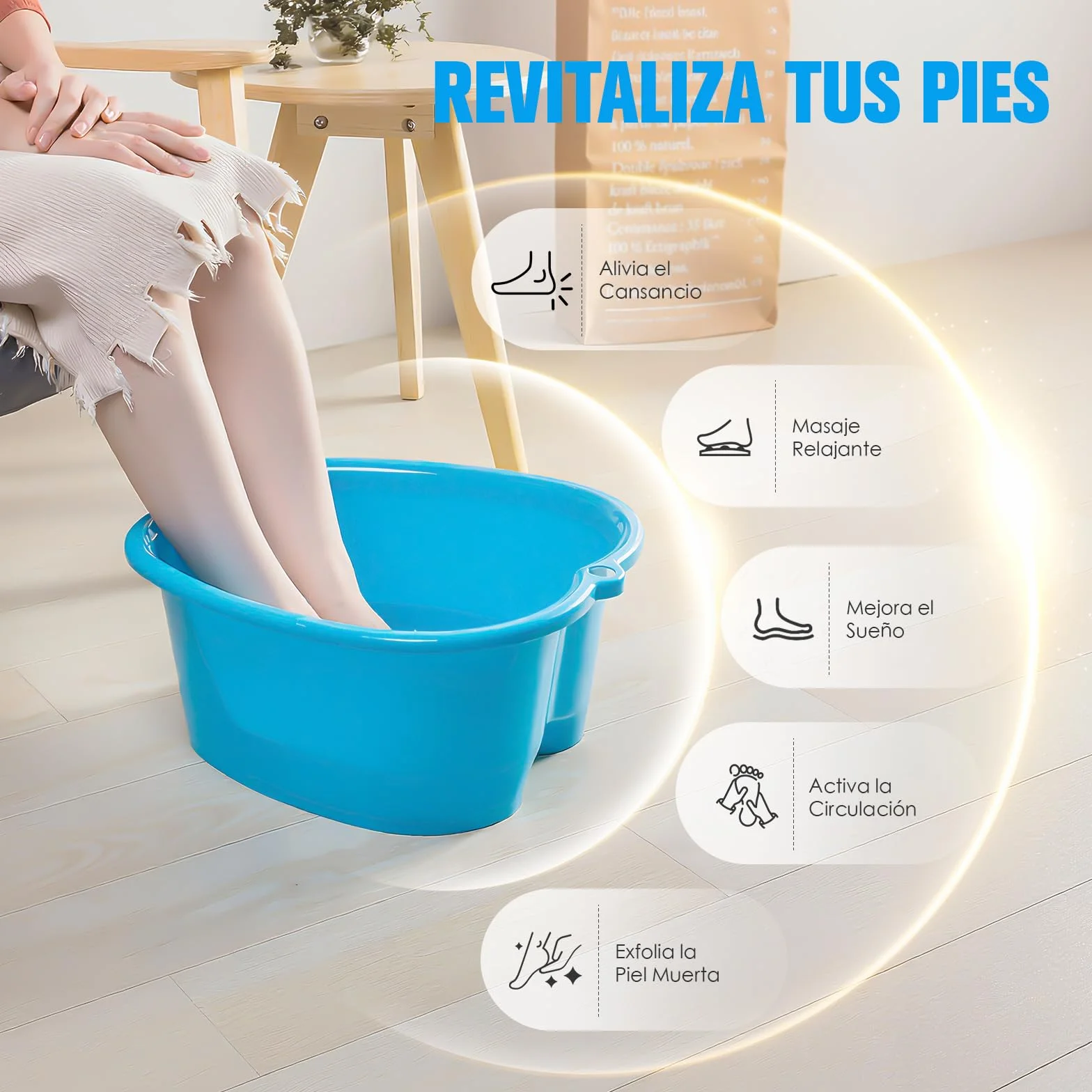 Cuenco de spa grande para baño de pies, lavabo de plástico para pedicura y masaje