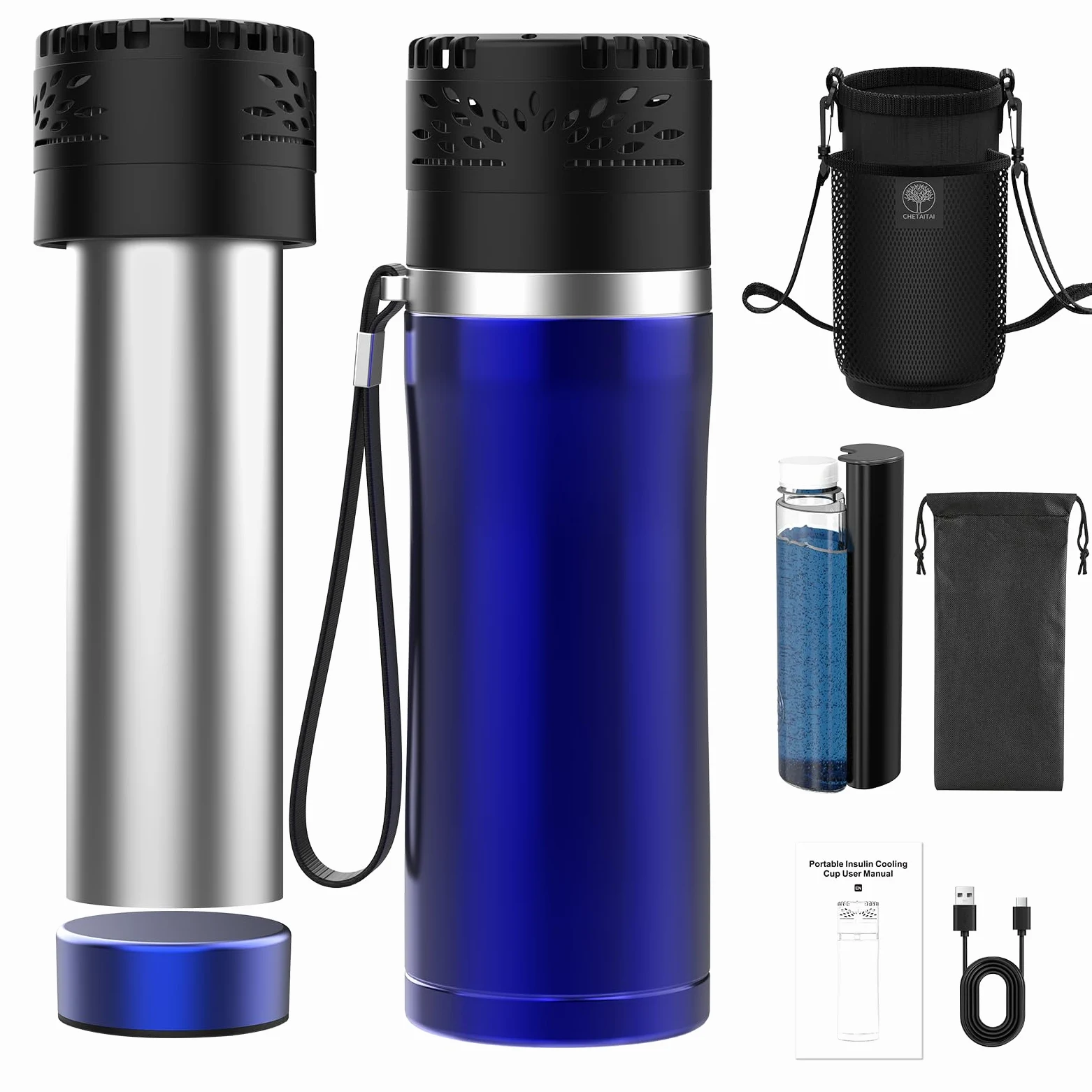 Nevera Insulina Portátil Eléctrica, Bolsa Térmica Medicamentos con USB y Biogel, Control de Temperatura 2-8°C, Estuche de Viaje Aprobado por TSA para Insulina y Plumas, Capacidad 900ml