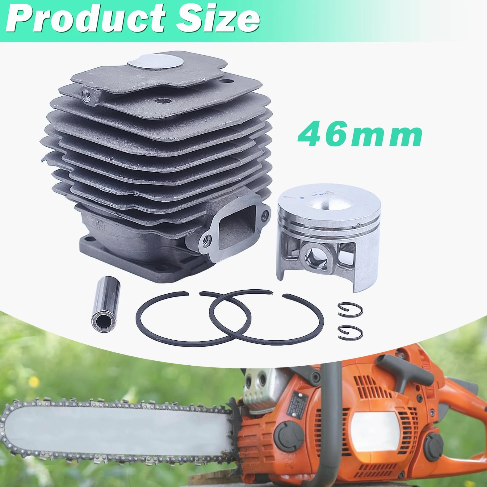 Pistón y Cilindro para STIHL 028 028AV 028WB Motosierra, ADEFOL 46mm Cilindro + Piston + Junta + Bujía + Cojinete Piezas de Repuesto Accesorio 028 AV WB Kit Cilindro 14 en 1