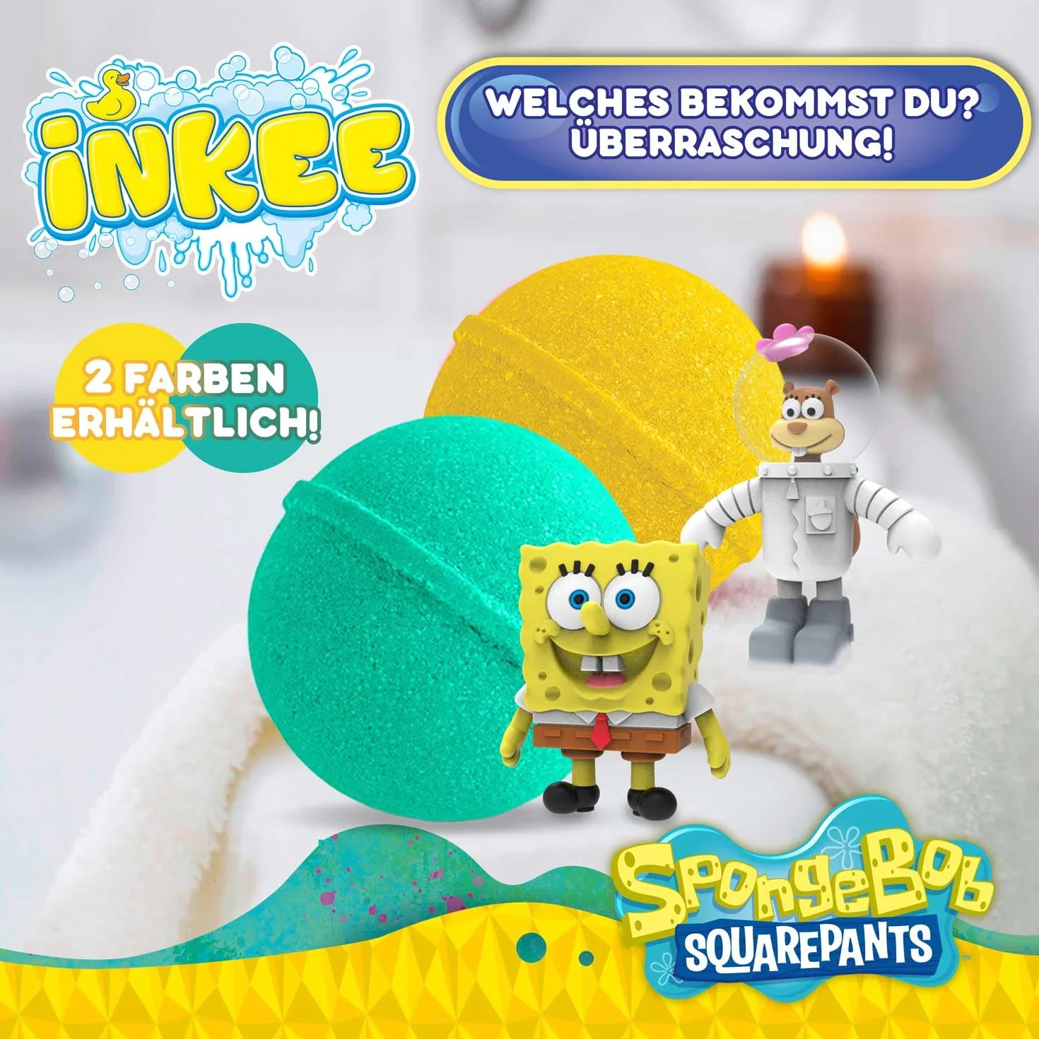 INKEE Bob Esponja Pack 5 Bombas de Baño para Niños con Sorpresa - Figuras Coleccionables 80g