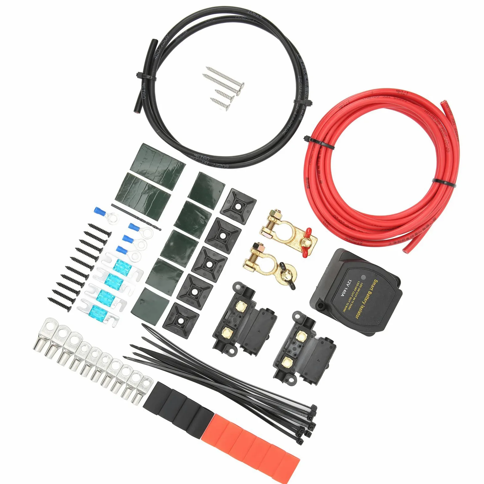 Kit de Aislador de Batería Dual de 140 Amperios, 12 V, Kit de relé Sensible Al Voltaje ABS con Protección de Alto y bajo Voltaje, Cableado de Cobre para Automóviles, Vehículos Recreativos,