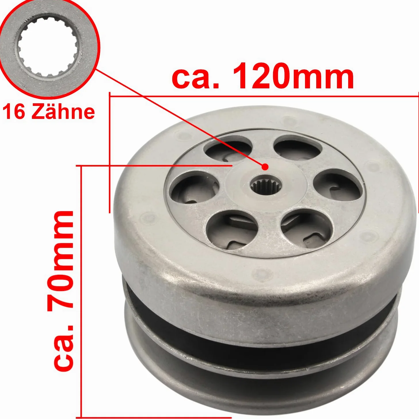 Area1 Kit de conversión (embrague/campana/convertidor 107 mm) para scooter de 50 cc China motor de 2 tiempos compatible con Benero Forstinger Longija