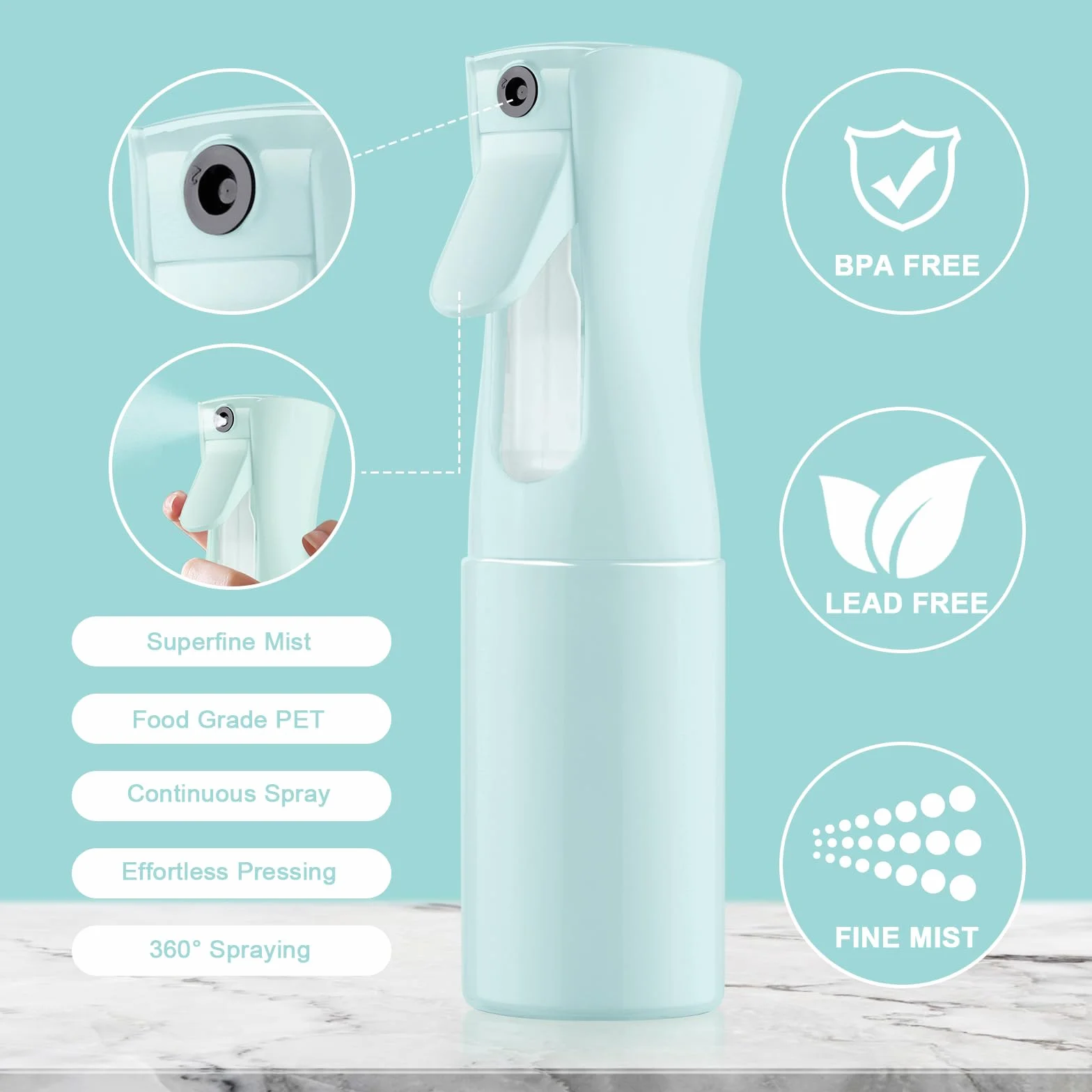Vaporizador Agua Peluqueria 200ml Pulverizador Reutilizable Azul Claro Morado