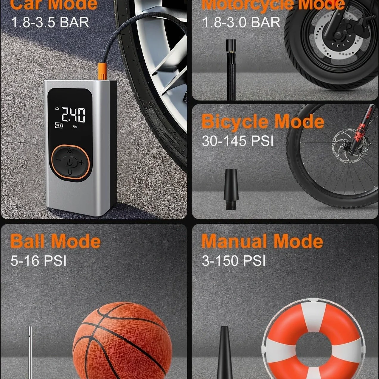 Inflador Ruedas Coche Bomba De Aire Digital, Inflador De Neumáticos Portátil, Compresor De Aire Compacto Para Coche, Bicicleta, Bola, Dispositivo De Inflado Eléctrico Compresores de aire portátiles