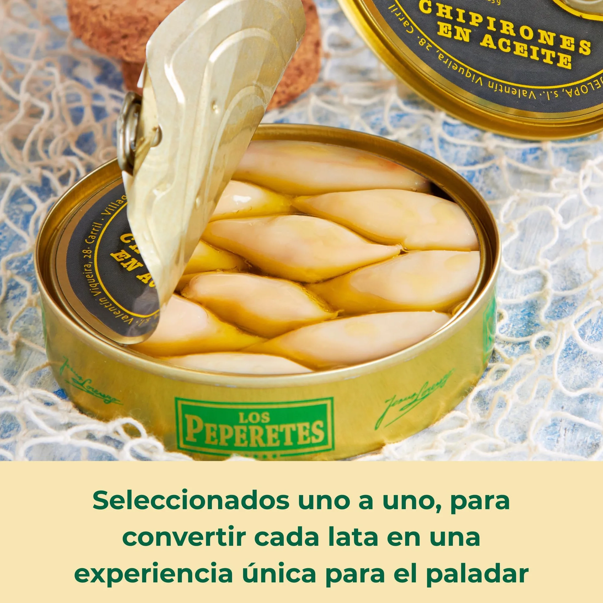 LOS PEPERETES x3 Lata Chipirones en Aceite de Oliva 120 g | Marisco Gallego Gourmet | Conserva Artesanal del Atlántico con Aceite de Oliva Virgen Extra